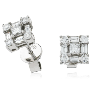 Goderun Natural 4 Prong Set Cluster Diamond Earrings