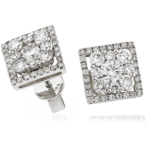 Felicia 1.50 Carat Natural Claw Set  Cluster Diamond Earrings