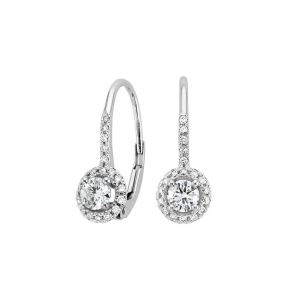 Keyanna Natural Platinum 4 Prong Hoop Diamond Earrings