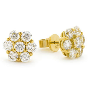 Gildan Natural Yellow Gold Claw Set For Women Diamond Earrings