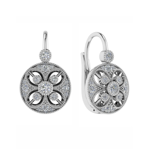 Kinslie Natural Platinum Milgrain Set Hoop Diamond Earrings