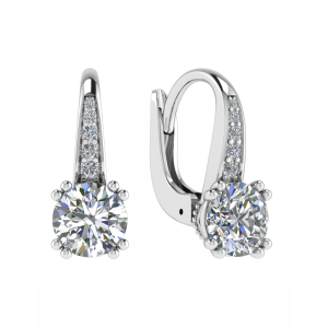 Fronie Natural Platinum Double Prong Hoop Diamond Earrings