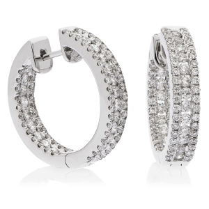 Kimberlynn 1.55 Carat Natural Channel Set  Hoop Diamond Earrings