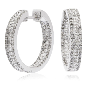 Kambria Natural Channel Set Hoop Diamond Earrings