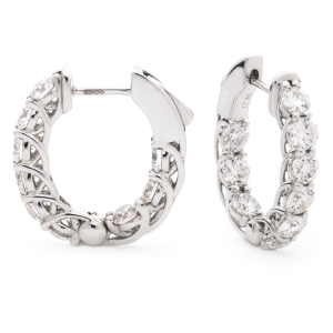 Kima 3.00 Carat Natural 4 Claw Set  Hoop Diamond Earrings