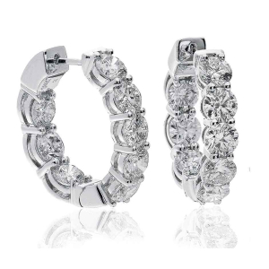 Kassia 4.50 Carat Natural 4 Prong Set  Hoop Diamond Earrings