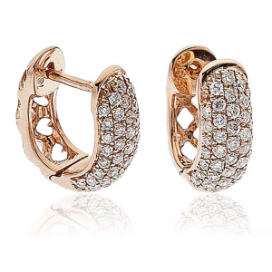 Kailynn Natural Rose Gold Pave Set Hoop Diamond Earrings