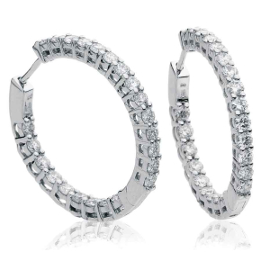 Kalynn 2.00 Carat Natural Prong Set  Hoop Diamond Earrings