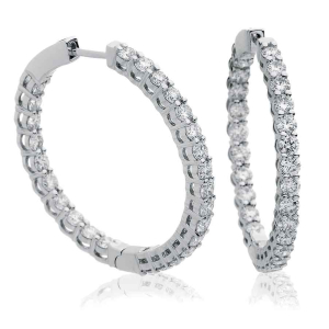 Kellie 3.00 Carat Natural Prong Set  Hoop Diamond Earrings