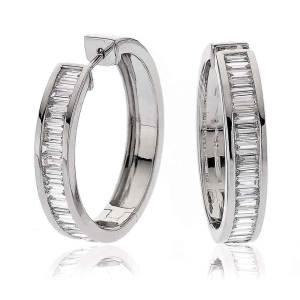 Kaylei 1.80 Carat Natural Channel Set  Hoop Diamond Earrings