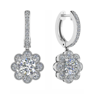 Liuitha Natural Platinum 4 Prong Set Drop Diamond Earrings