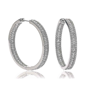 Kaeli 3.40 Carat Natural Channel Set  Hoop Diamond Earrings