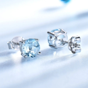 0.50 - 1.80 Carat Aquamarine  Diamond Earrings