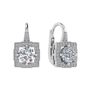 Frigyth Natural Platinum Prong Set Hoop Diamond Earrings