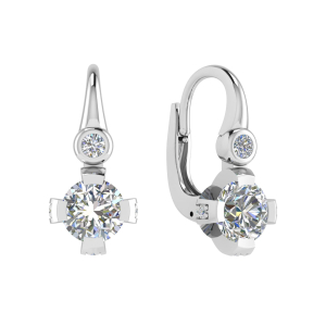 Friedah Natural Platinum Prong Set Hoop Diamond Earrings