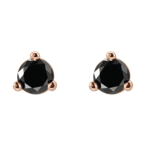 Hazle Rose Gold 3 Prong Black Diamond Earrings