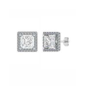 Kaia Natural 4 Prong Halo Diamond Earrings