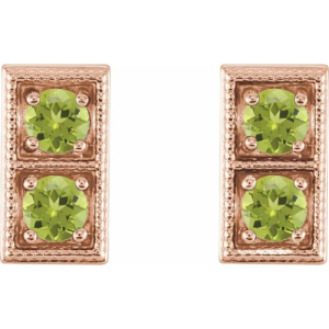 Hailie Peridot Rose Gold 4 Prong Set  Diamond Earrings