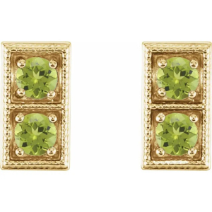 Hailie Peridot Yellow Gold 4 Prong Set  Diamond Earrings