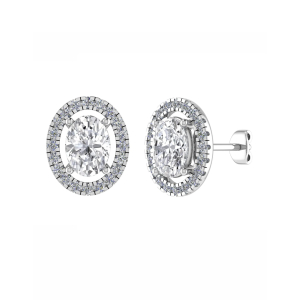 Joleen Natural Yellow Gold 4 Prong Halo Diamond Earrings