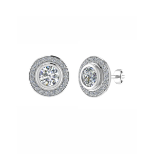 Jaselle Natural Bezel Halo Diamond Earrings