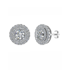 Kiara Natural 4 Prong Halo Diamond Earrings