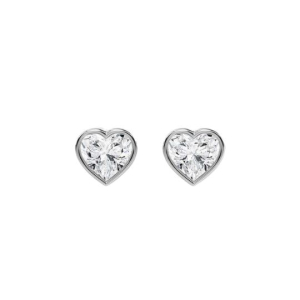 Leeza Lab-Created Platinum Bezel Set Studs Diamond Earrings