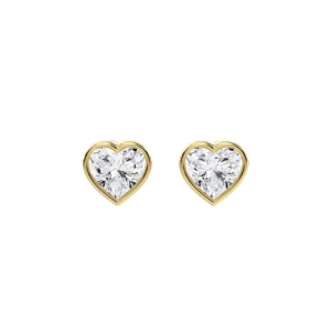 Leeza Lab-Created Yellow Gold Bezel Set Studs Diamond Earrings