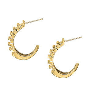 Kelsy Natural Rose Gold Bar Set Hoop Diamond Earrings