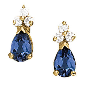 Blue Sapphire Yellow Gold Gemstone Diamond Earrings
