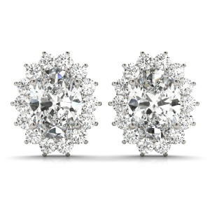 Natural White Gold Halo Diamond Earrings