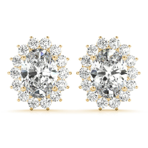 Jadelyn Natural Yellow Gold 4 Prong Halo Diamond Earrings