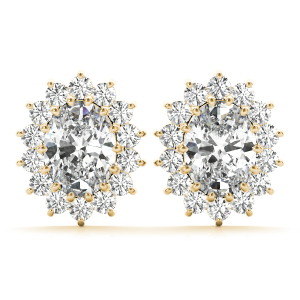 Sandrea Lab-Created Yellow Gold Prong Set Halo Diamond Earrings