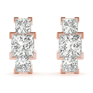 Chlara Lab-Created Rose Gold Channel Set Cluster Diamond Earrings