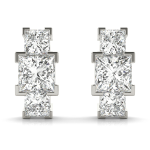 Chlara Lab-Created Channel Set Cluster Diamond Earrings