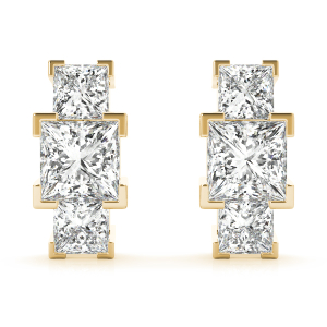 Chlara Lab-Created Yellow Gold Channel Set Cluster Diamond Earrings