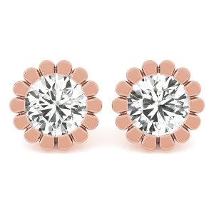 Leenah Lab-Created Rose Gold Bezel Set Studs Diamond Earrings