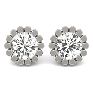 Leenah Lab-Created Round cut Bezel Set  Studs Diamond Earrings