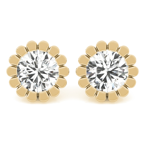 Leenah Lab-Created Yellow Gold Bezel Set Studs Diamond Earrings