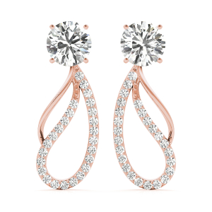 Peigi Natural Rose Gold 4 Prong Ear Jackets & Climbers Diamond Earrings