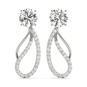 Peigi Natural Round cut 4 Prong  Ear Jackets & Climbers Diamond Earrings