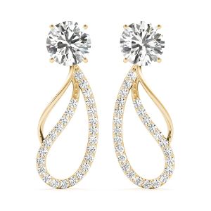 Peigi Natural Yellow Gold 4 Prong Ear Jackets & Climbers Diamond Earrings