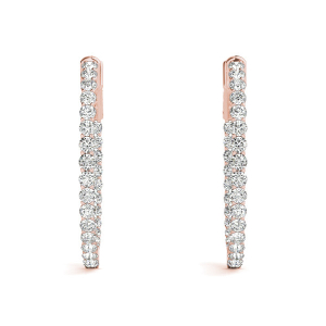 Azilis Lab-Created Rose Gold Hoop Diamond Earrings