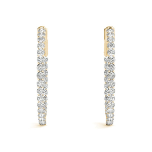 Azilis Lab-Created Yellow Gold Hoop Diamond Earrings