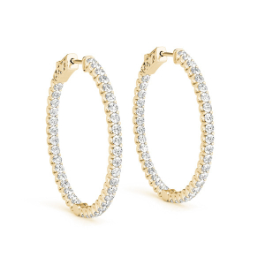 Lewis Lab-Created Yellow Gold Hoop Diamond Earrings