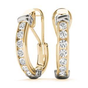 Diem Lab-Created Yellow Gold Hoop Diamond Earrings