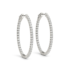 Aisha Lab-Created Silver Hoop Diamond Earrings