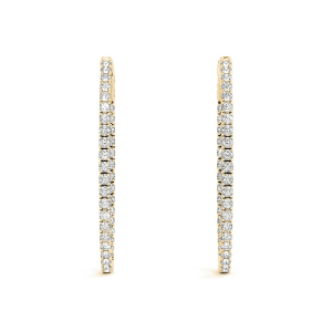 Aisha Lab-Created Yellow Gold Hoop Diamond Earrings