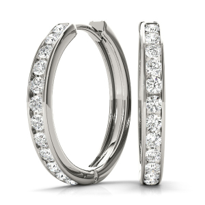 Maisy Lab-Created Silver Hoop Diamond Earrings