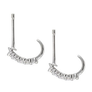 Freya Lab-Created Silver Hoop Diamond Earrings